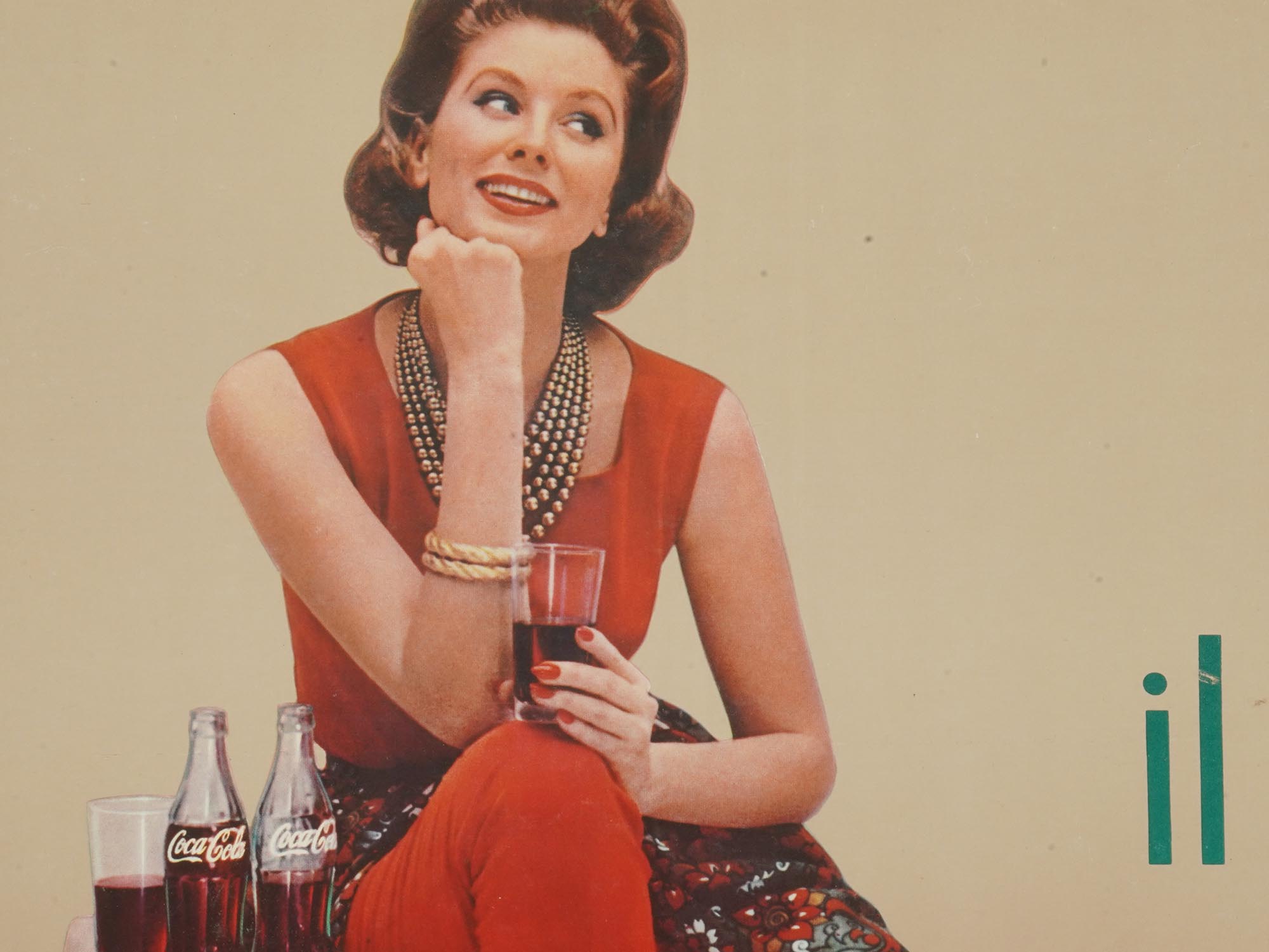 VINTAGE COCA COLA ITALIAN PIN UP ADVERTISING POSTER PIC-2